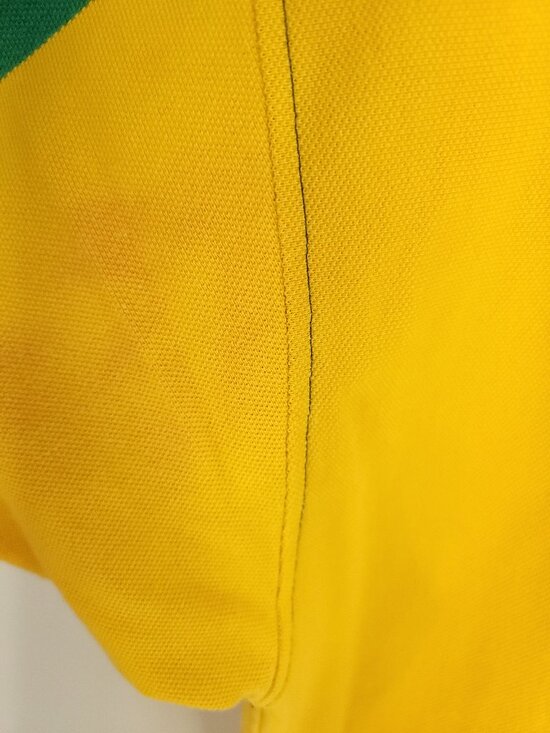 Vtg Tommy Hilfiger Polo Shirt Men's Large Navy Blue Green Yellow Red Distressed - Picture 11 of 13